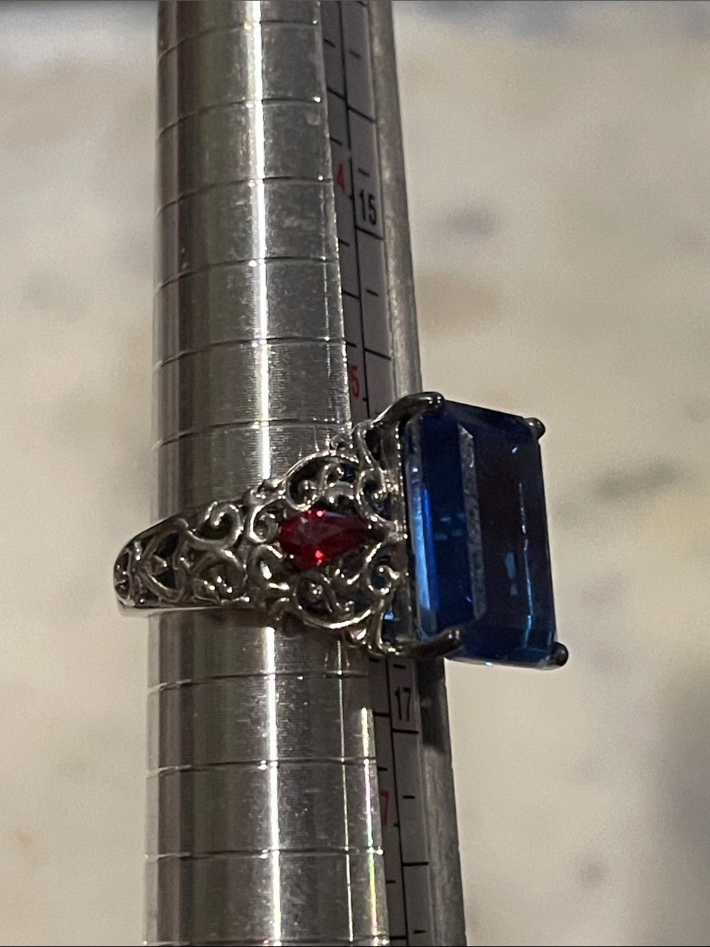 NWOT 925 Sapphire Ruby Silver Ring Size 6 - Picture 7 of 13